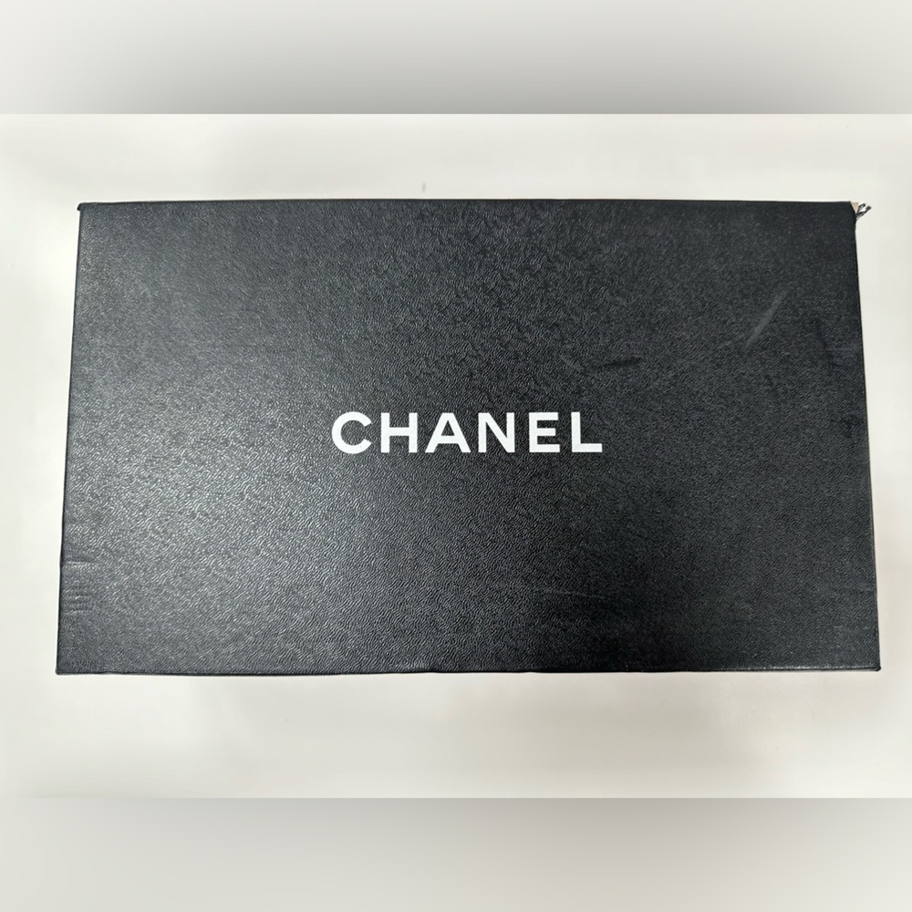CHANEL Lambskin Patent Calfskin Cap Toe Ankle Chain Ballerina Flats in Black - Picture 12 of 13
